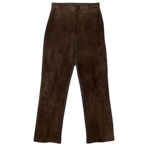 Mitchie's Vintage Genuine Suede Front Stretch Back Straight Pants Womens M Brown